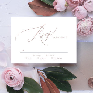 Cartão RSVP Casamento de Caligrafia Rosa Moderno