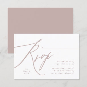 Cartão RSVP Casamento de Caligrafia Rosa Moderno