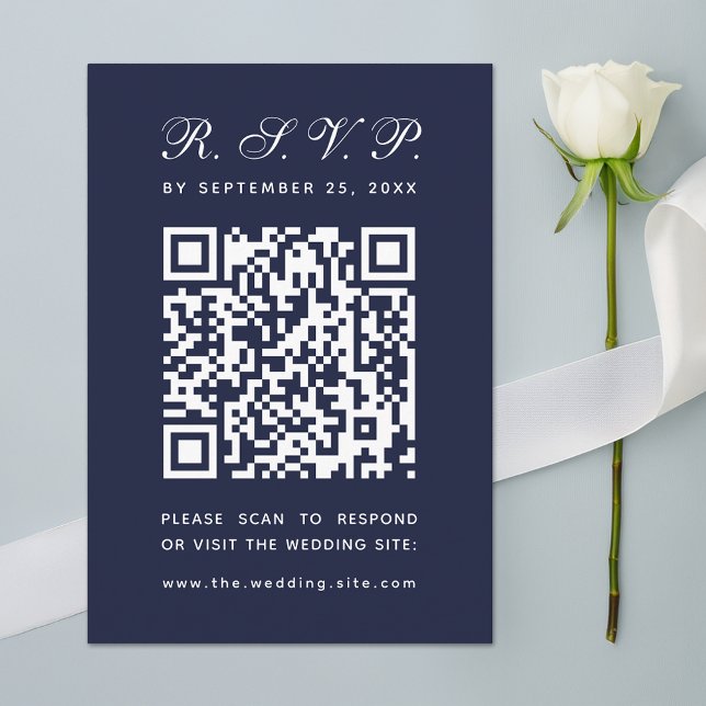 Cartão RSVP Casamento de Caligrafia Simples com Código QR Gran (Criador carregado)