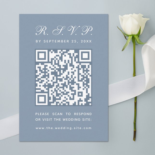 Cartão RSVP Casamento de Caligrafia Simples com Código QR Gran (Criador carregado)