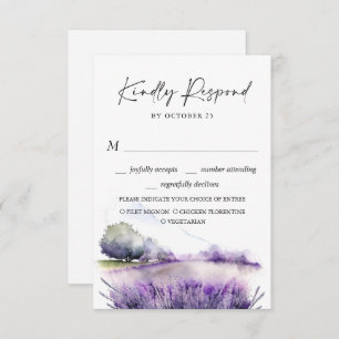 Cartão RSVP Casamento de Campo das Flores de Lavanda de Aquare
