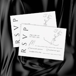 Cartão RSVP Casamento de Casal de Beijo de Arte de Uma Linha M