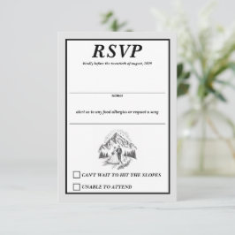 Cartão RSVP Casamento de Casal de Esqui