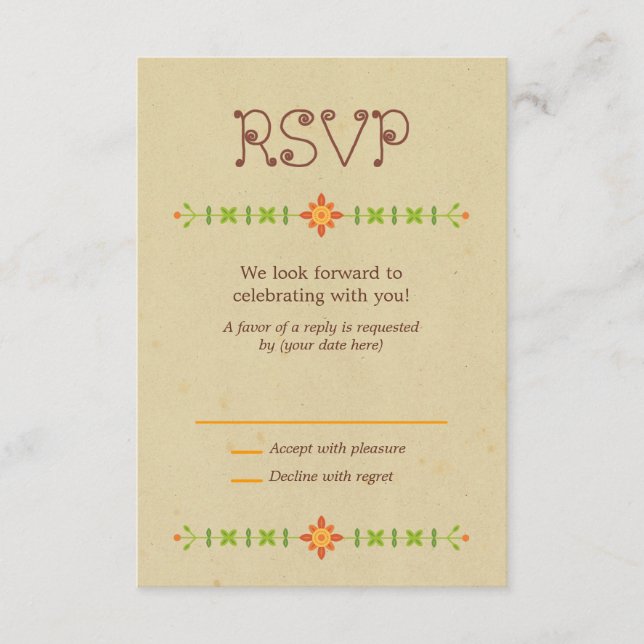 Cartão RSVP Casamento de Casal Rustic Boho Lovebird Owl (Frente)