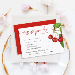 Cartão RSVP Casamento De Cerejas na moda Red E White Bonito