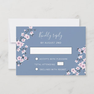 Cartão RSVP Casamento de Cerejeira Rosa Empoeirada