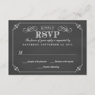 Cartão RSVP Casamento de Chalkboard de Vintage Rustic Rustic E