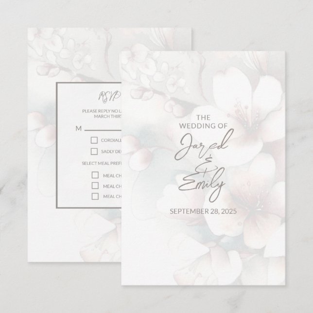 Cartão RSVP Casamento de Cherry Blossom (Frente/Verso)