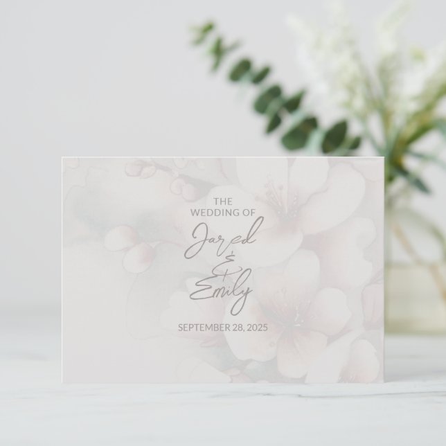 Cartão RSVP Casamento de Cherry Blossom (Em pé/Frente)