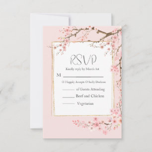 Cartão RSVP Casamento de Cherry Blossom