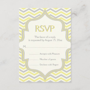 Cartão RSVP Casamento de Chevron zigzag com cinza amarela mode