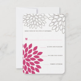 Cartão RSVP Casamento de Chrysanthemum Floral Moderno Rosa