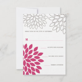 Cartão RSVP Casamento de Chrysanthemum Floral Moderno Rosa