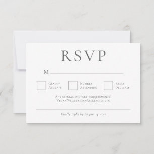 Cartão RSVP Casamento de Cinzas minimalista