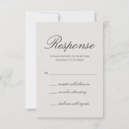 Cartão RSVP Casamento de Cinzas Sólidas Elegante