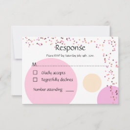 Cartão RSVP Casamento de círculos de confete rosa