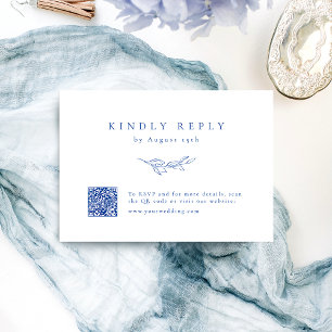 Cartão RSVP Casamento de código de QR botânico de elegância az