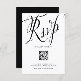 Cartão RSVP Casamento de Código QR da Caligrafia Russa Negra