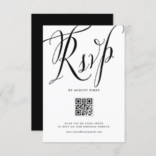 Cartão RSVP Casamento de Código QR da Caligrafia Russa Negra