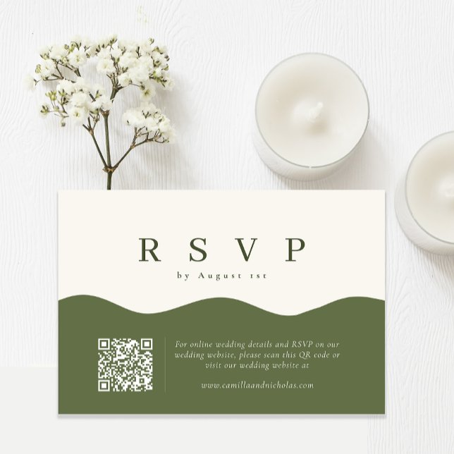 Cartão RSVP Casamento de Código QR da Curva de Onda Simples (Criador carregado)