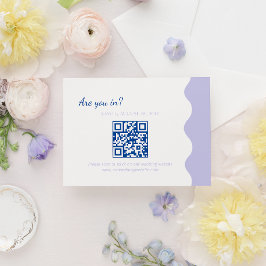 Cartão RSVP Casamento de Código QR de Escala de Onda de Lavand
