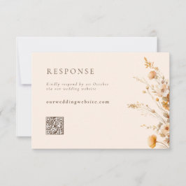 Cartão RSVP Casamento de Código QR de Flores Selvagens de Qued