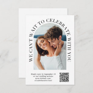 Cartão RSVP Casamento de Código QR de Foto em Arch Elegante