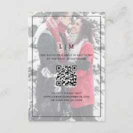 Cartão RSVP Casamento de Código QR de Foto Simples Preto e Bra