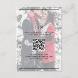 Cartão RSVP Casamento de Código QR de Foto Simples Preto e Bra
