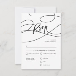 Cartão RSVP Casamento de Código QR de Script de Rico Moderno M