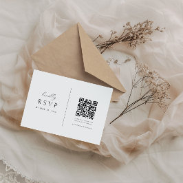 Cartão RSVP Casamento de Código QR de Script Elegante Mínimo