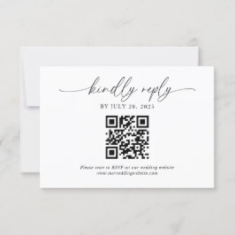 Cartão RSVP Casamento de Código QR de Script Elegante Moderno 