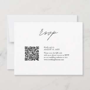 Cartão RSVP Casamento de código QR de script preto e branco