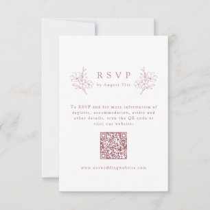 Cartão RSVP Casamento de Código QR do Flor de Cereja Rosa Simp