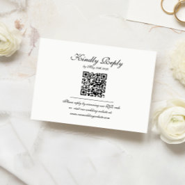 Cartão RSVP Casamento de Código QR do Monograma de Script Clás