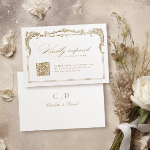 Cartão RSVP Casamento de código QR do script clássico de quadr