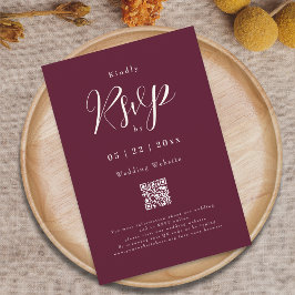 Cartão RSVP Casamento de Código QR do Script Elegante Moderno 