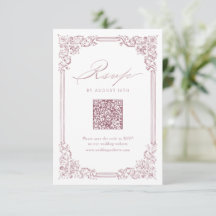 Casamento de Código QR Elegante de Frame de Vintag