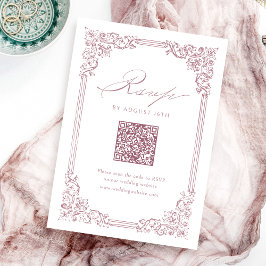 Cartão RSVP Casamento de Código QR Elegante de Frame de Vintag