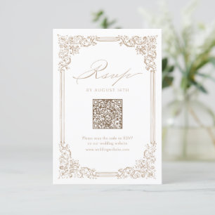 Cartão RSVP Casamento de Código QR Elegante de Frame Vintage N