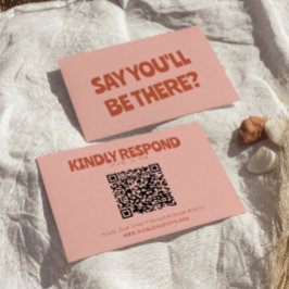 Cartão RSVP Casamento de Código QR Exclusivo do Brilho Retro B