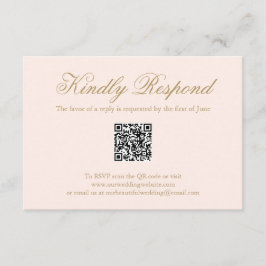 Cartão RSVP Casamento de Código QR Formal Cor-de-rosa-Blush Tr