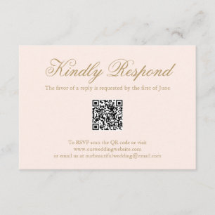 Cartão RSVP Casamento de Código QR Formal Cor-de-rosa-Blush Tr