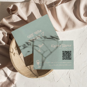 Cartão RSVP Casamento de Código QR Funky Funky Colorido Desenh