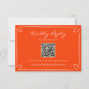 Cartão RSVP Casamento de Código QR Imísico com Pinstripes Escr
