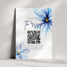 Casamento de CÓDIGO QR Minimalista de Flor Azul
