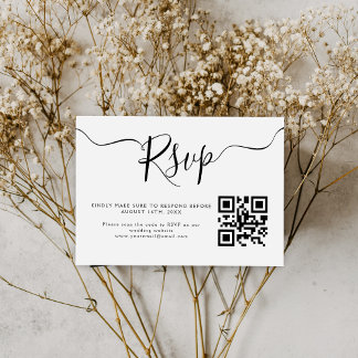 Cartão RSVP Casamento de Código QR Minimalista Elegante