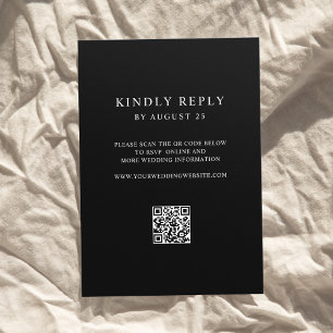 Cartão RSVP Casamento de Código QR Minimalista Moderno Preto e
