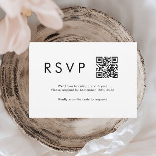 Cartão RSVP Casamento de Código QR Moderno Minimalista