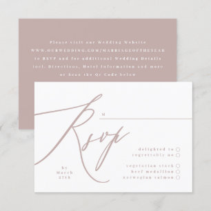 Cartão RSVP Casamento de CÓDIGO QR para Caligrafia Rosa Modern